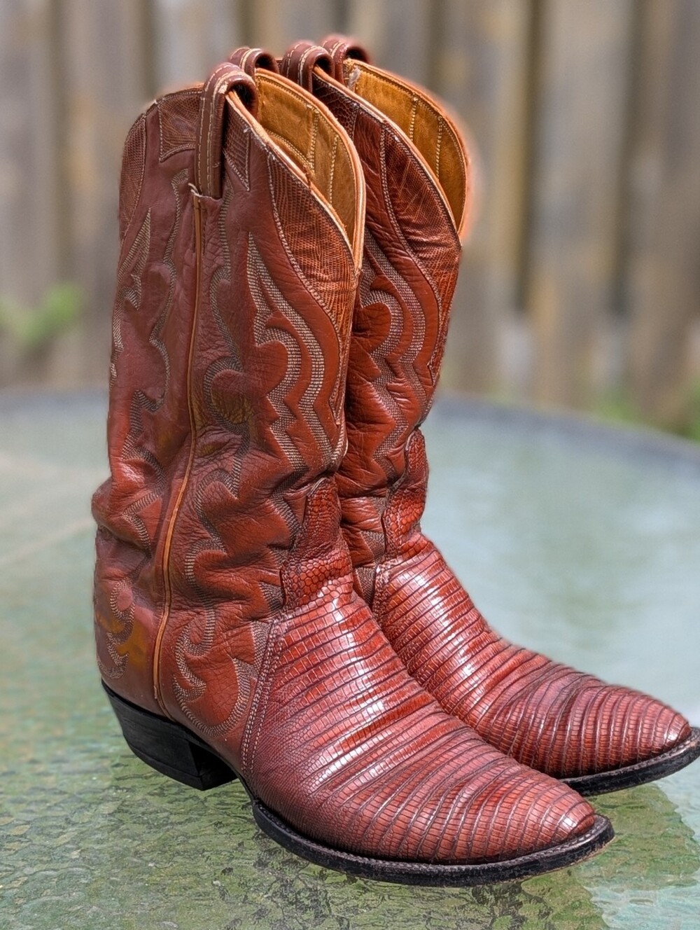 Men's Tony Lama Size 9.5 Brown Teju Lizard Western Cowboy BOOTS